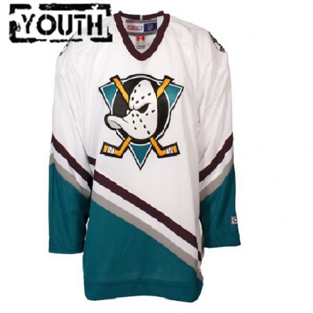 Kinder Eishockey Anaheim Ducks Mighty Ducks Trikot Blank CCM Throwback Weiß Authentic